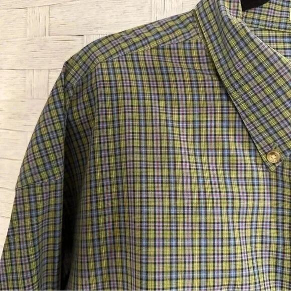 LL Bean green  Plaid Traditional Fit Cotton Long Sleeve Button Down Shirt XL - Picture 2 of 5